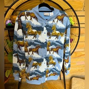 Vintage 90’s Novelty Kitsch Fleece Horse Jacket